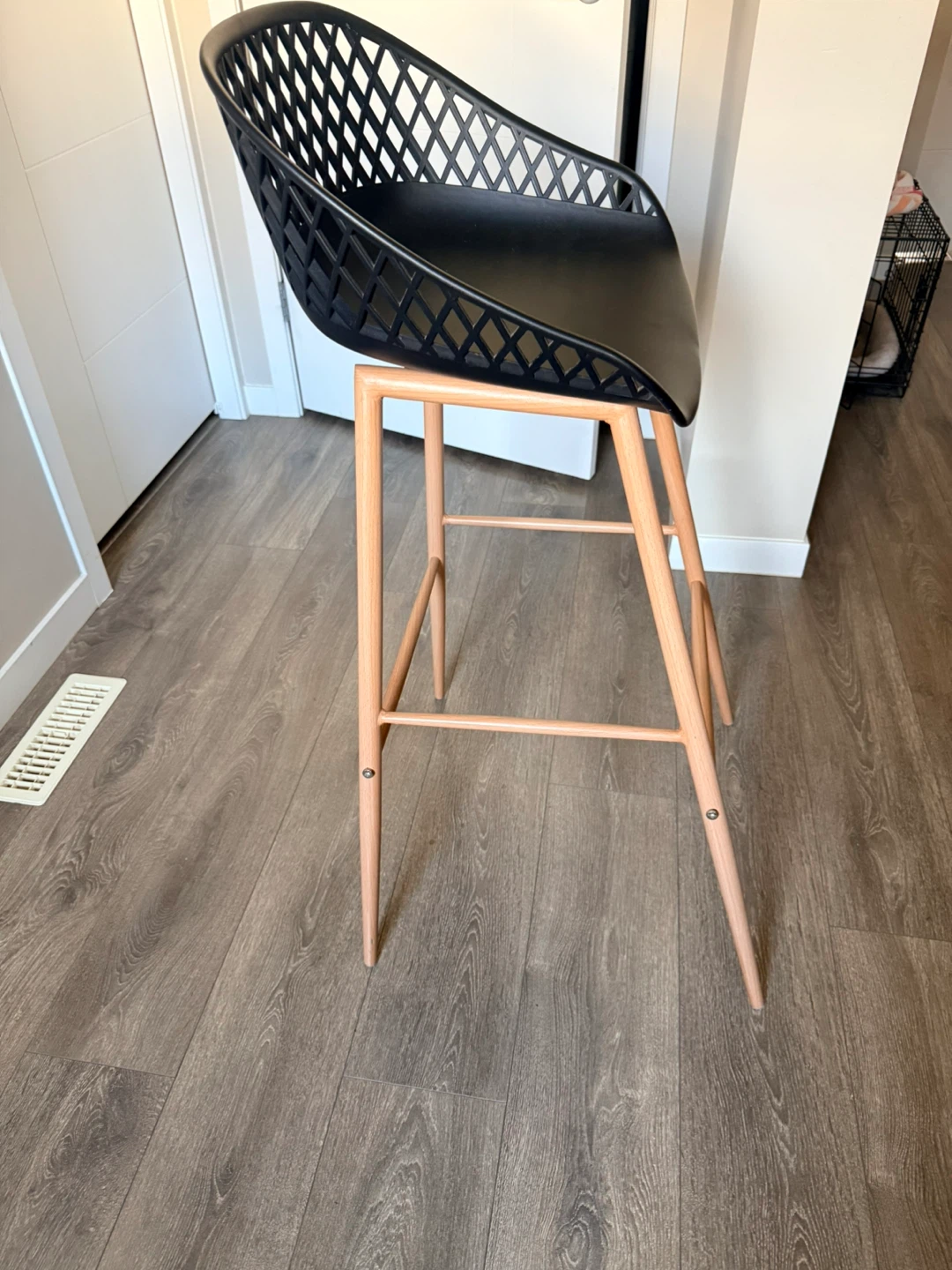 Black Bar Stool with Wood Legs