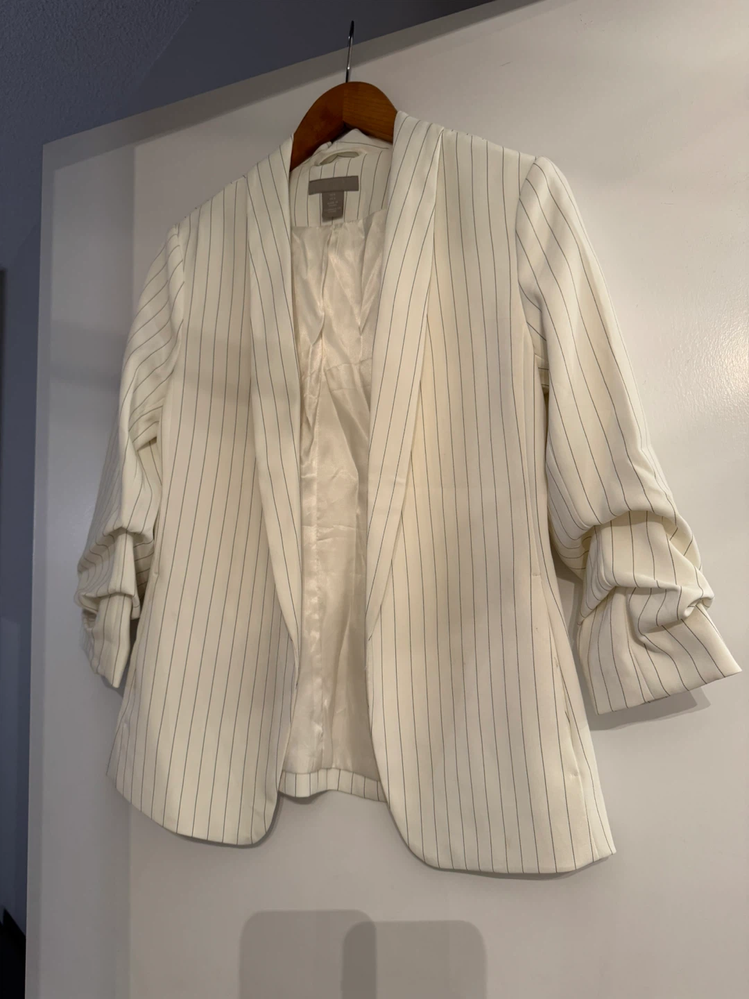 White pinstripe blazer