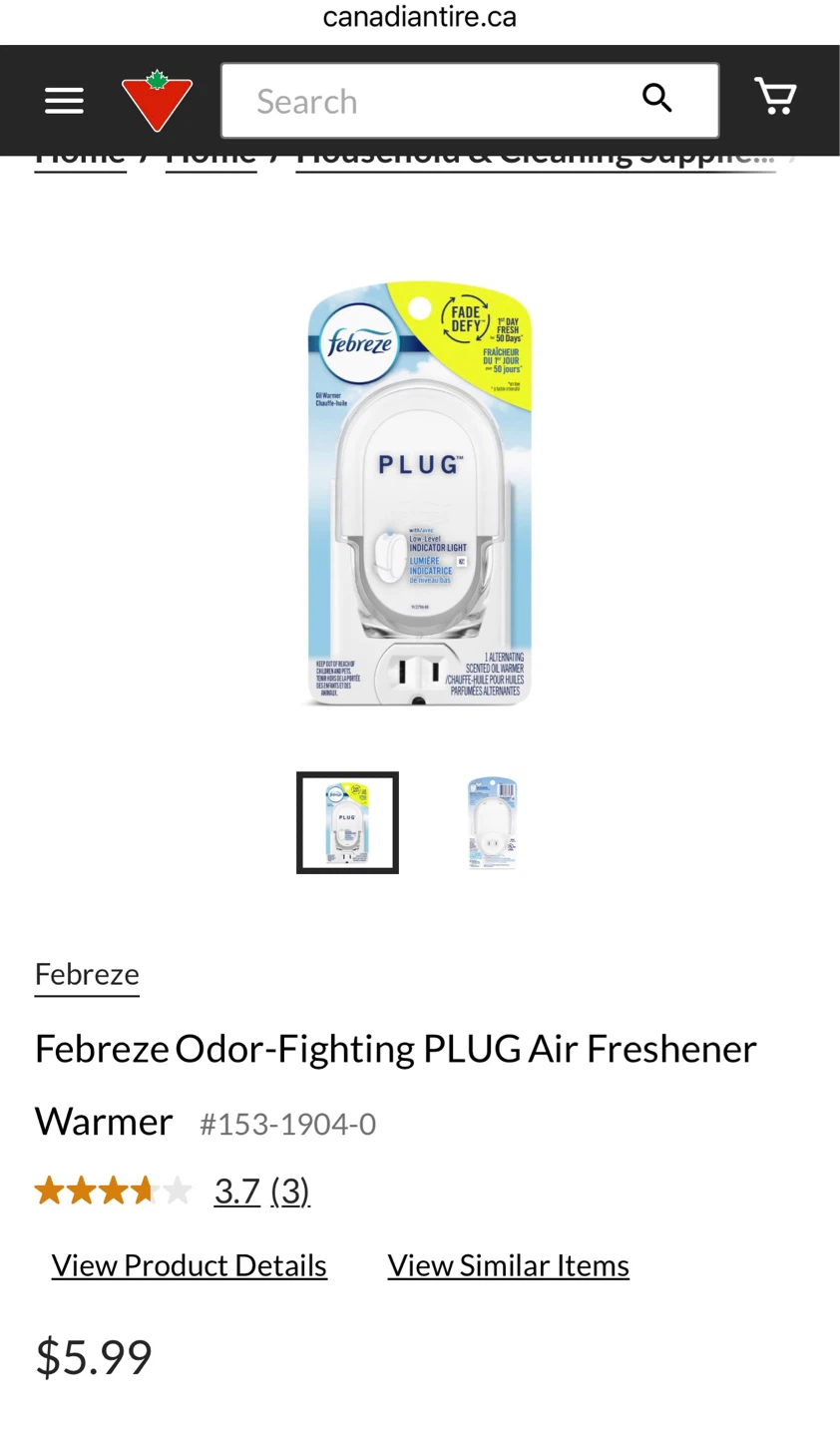 Febreze PLUG Odor-Fighting Air Freshener Warmer