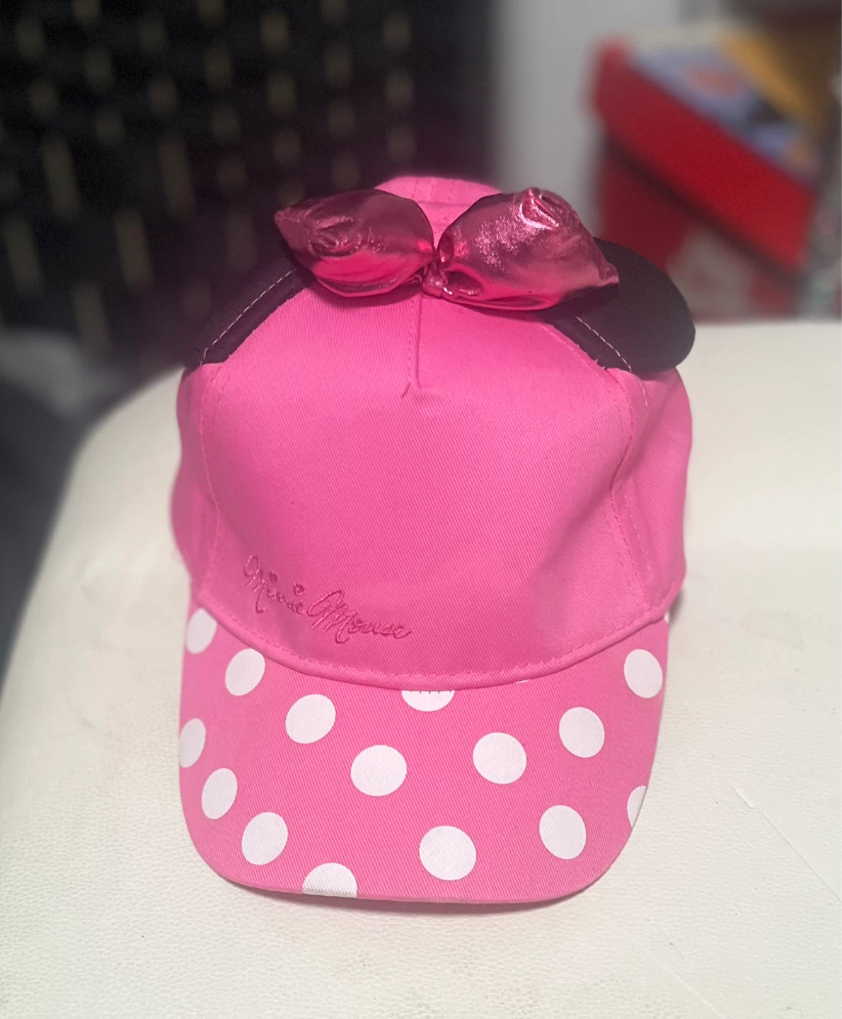 Minnie Mouse Pink Polka Dot Cap with Bow