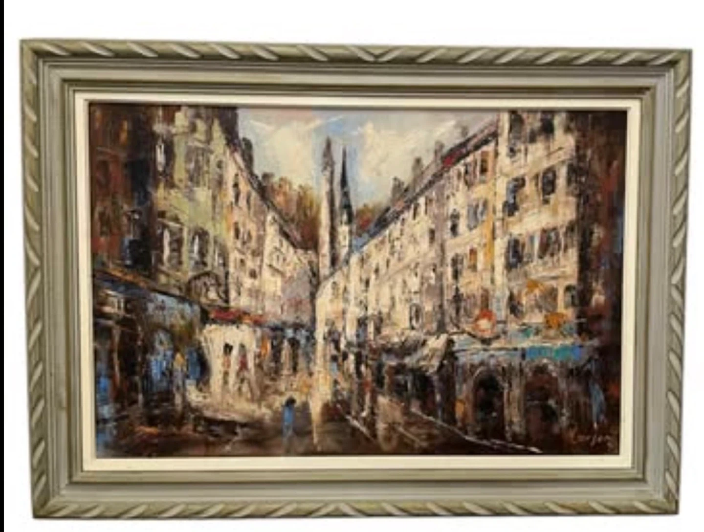 Larsen Oil Painting of European City Street Scene