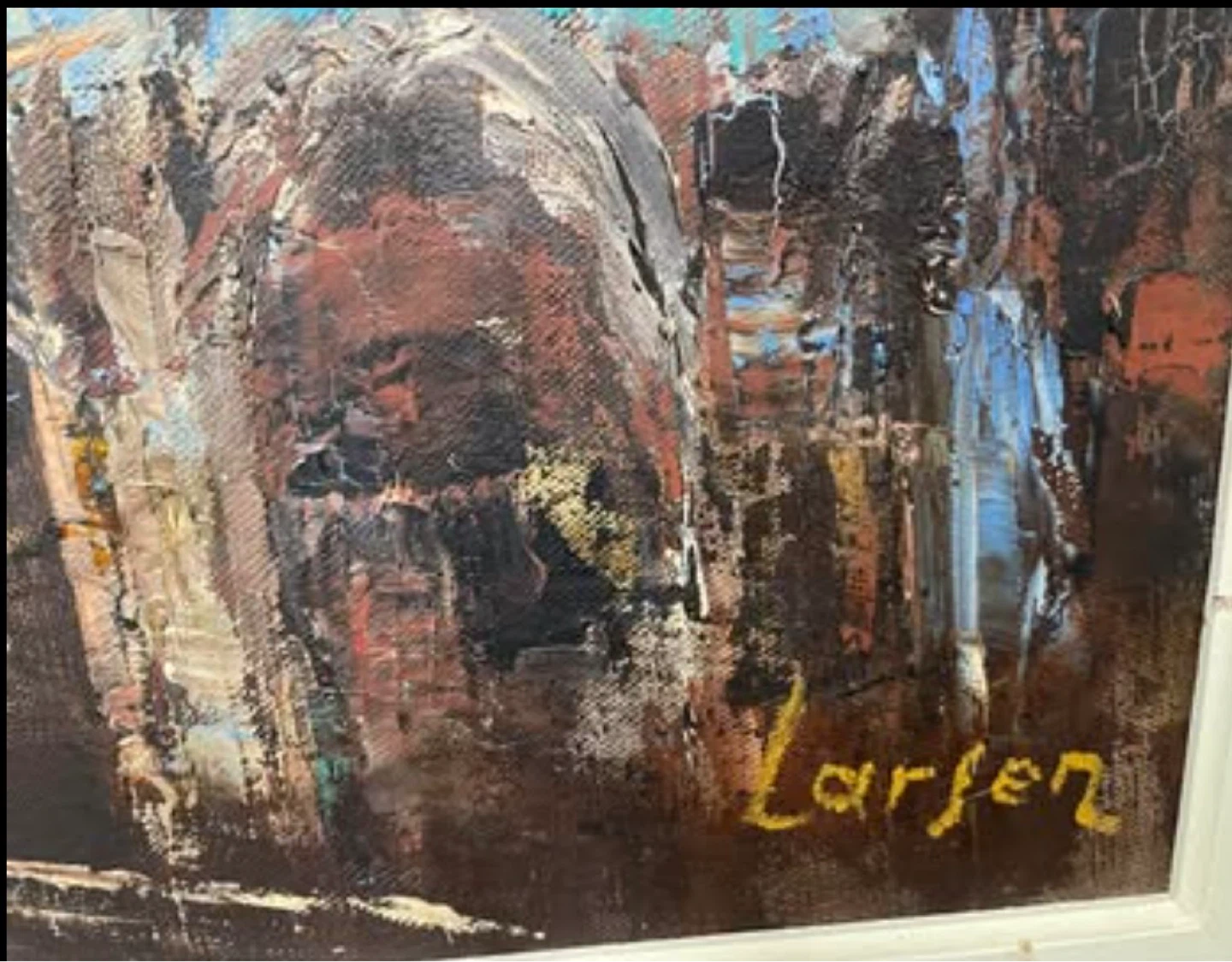 Larsen Oil Painting of European City Street Scene - photo 2