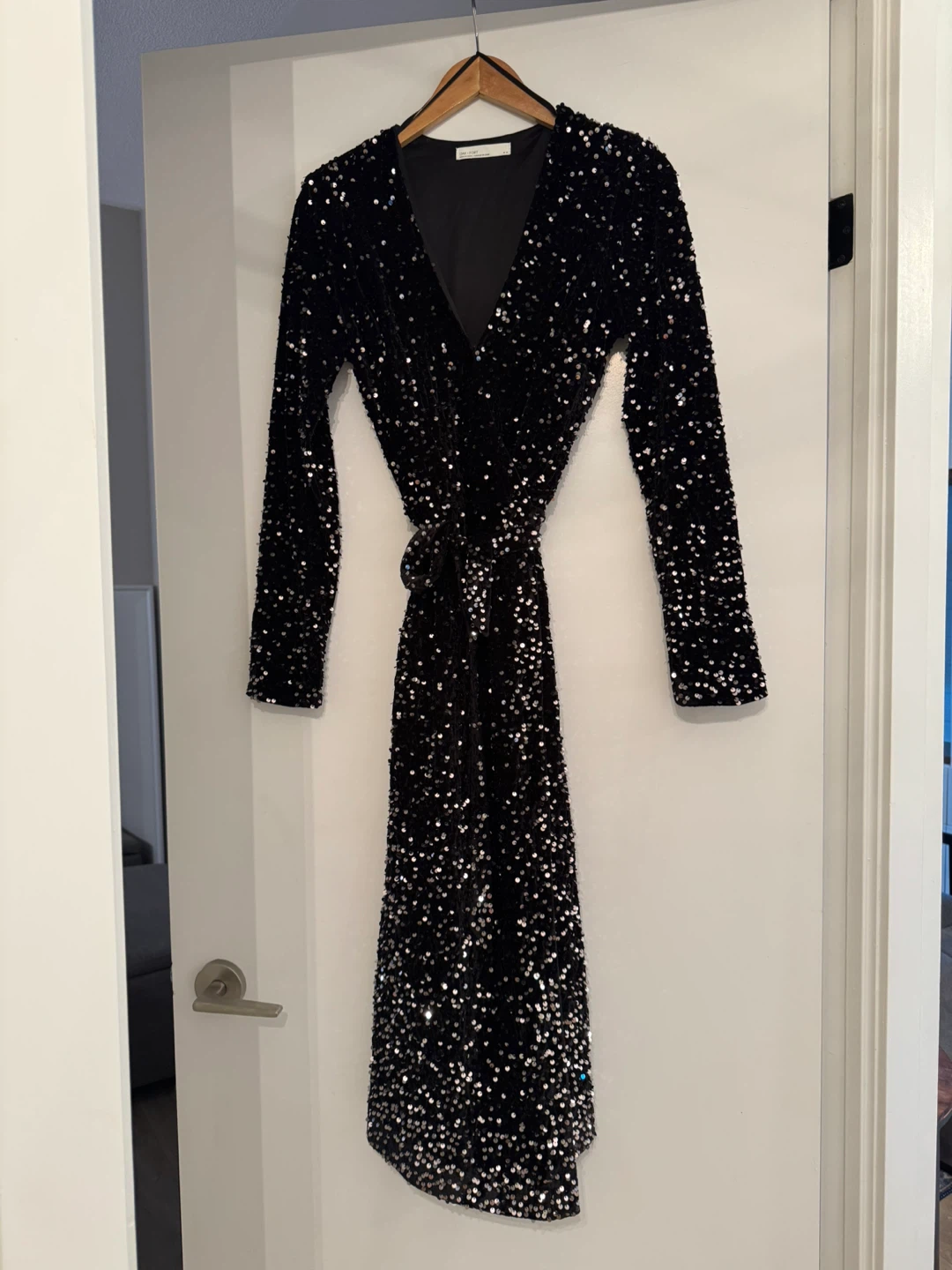Sparkly Black Wrap Dress