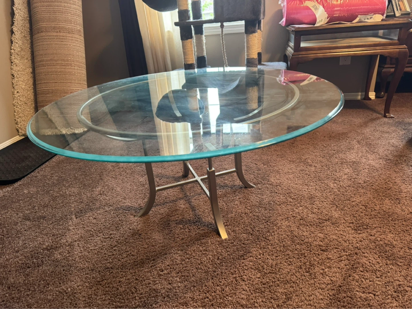 Glass Top Coffee Table with Metal Base - photo 2