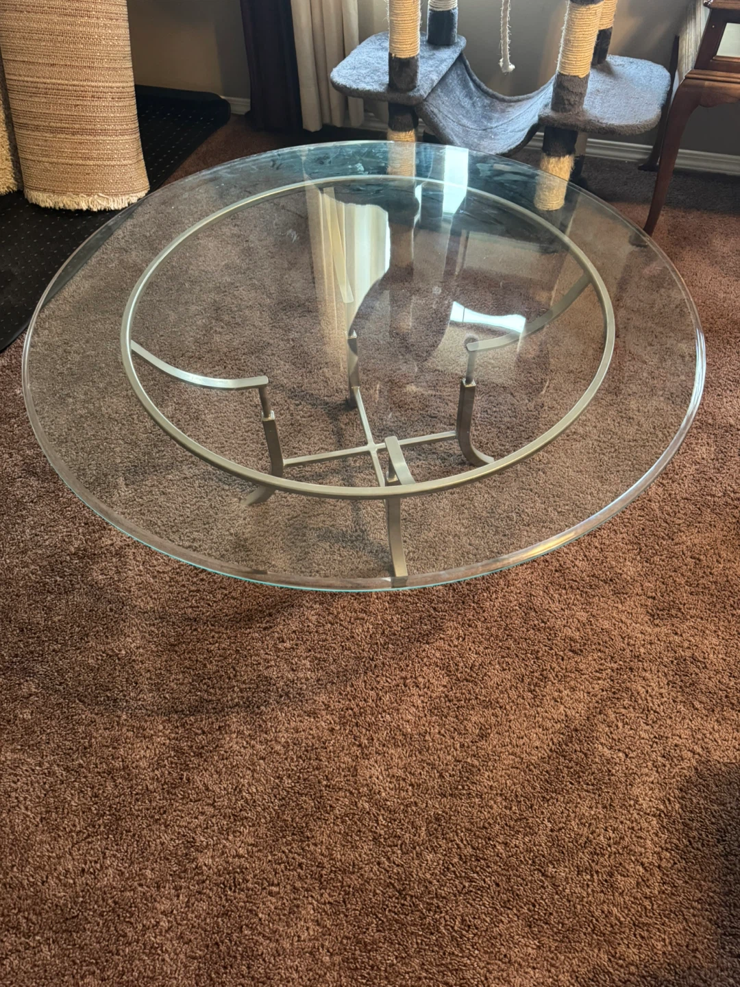 Glass Top Coffee Table with Metal Base