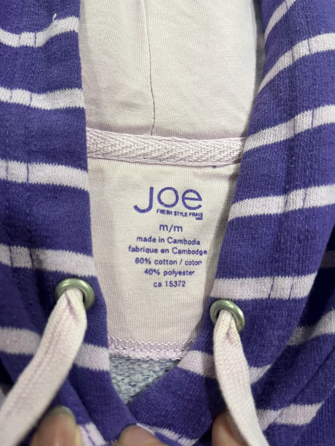 Guess pink striped hoodie and Joe Fresh purple striped hoodie - photo 5