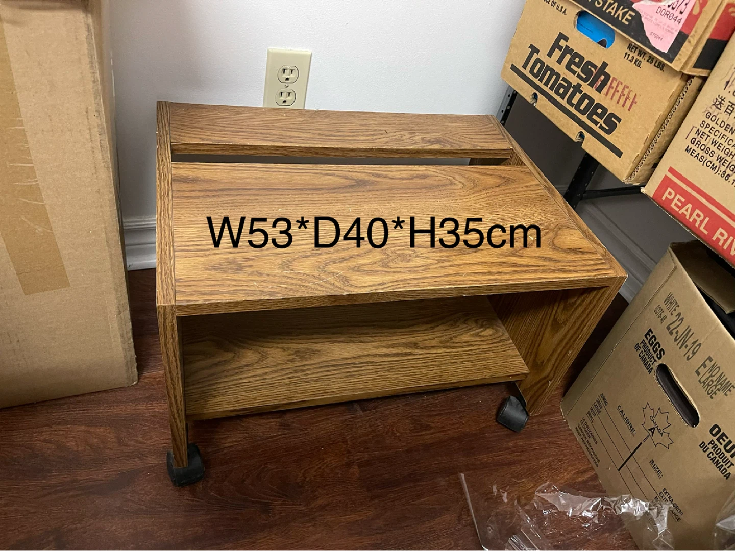 Wooden 2-Tier Stand with Wheels