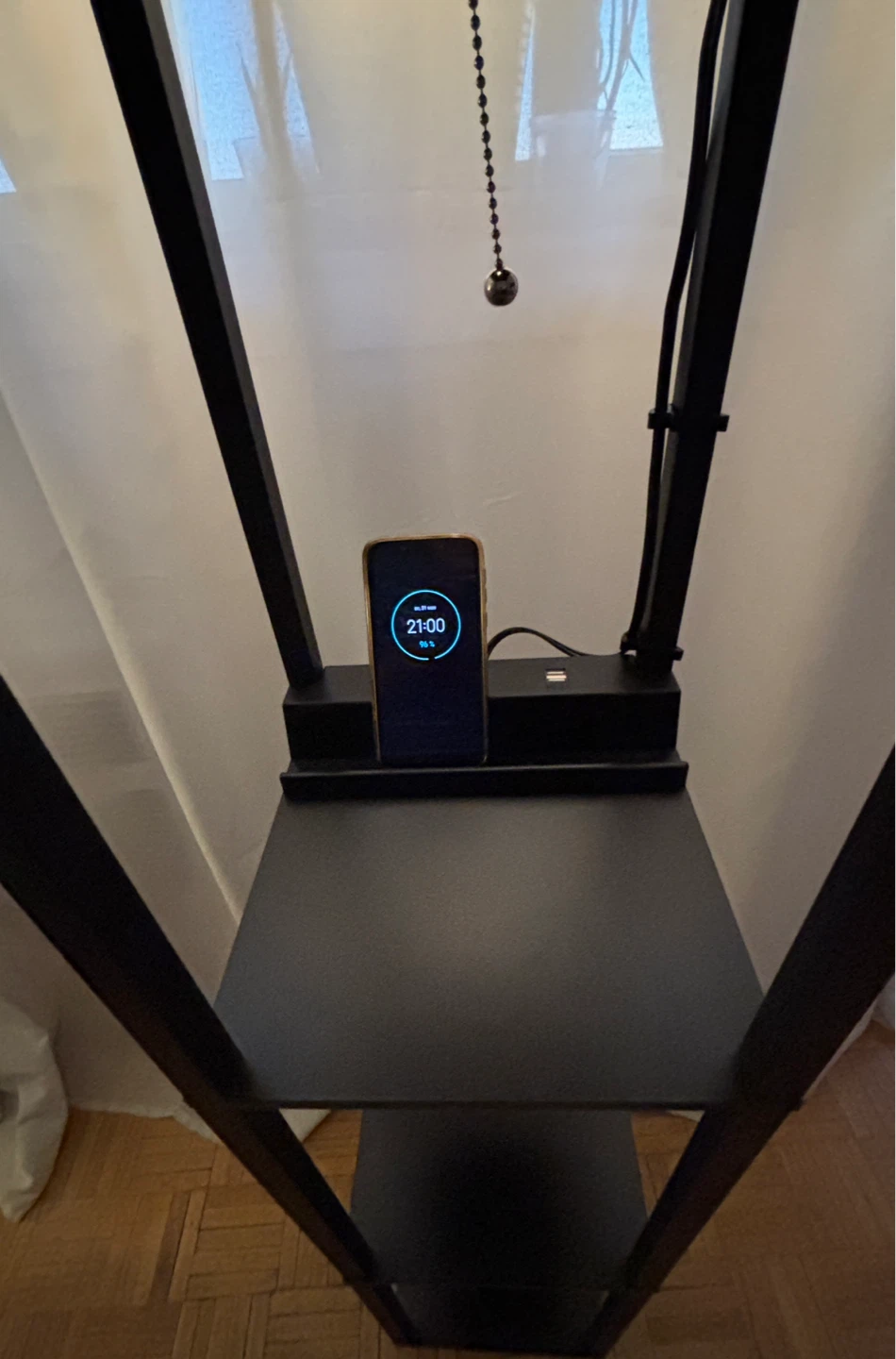 Black Floor Lamp with Shelves and USB Ports - photo 3