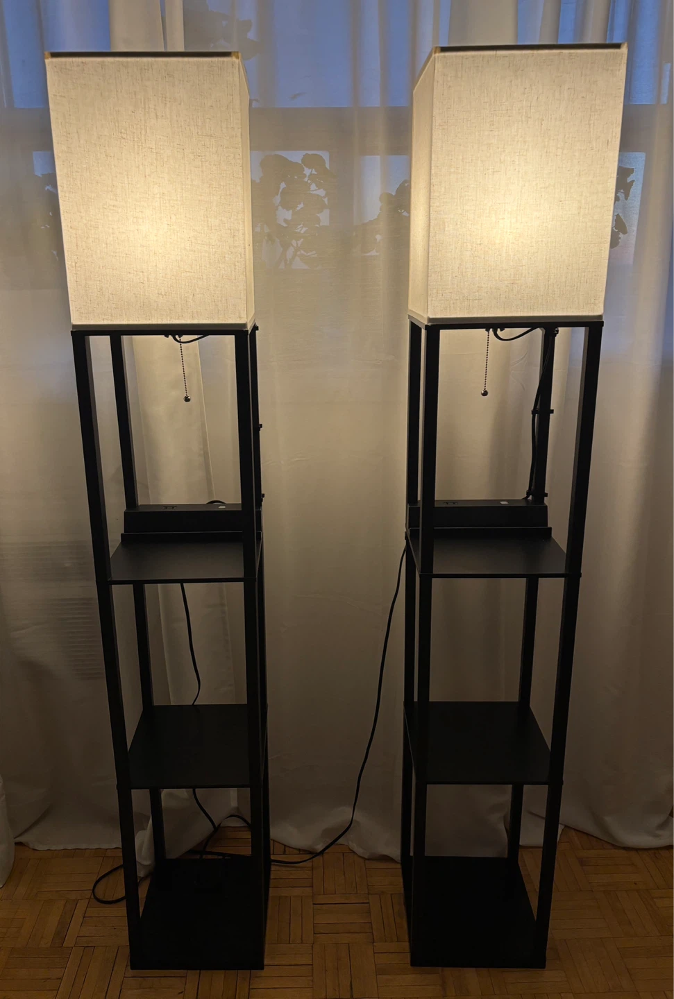 Black Floor Lamp with Shelves and USB Ports - photo 5