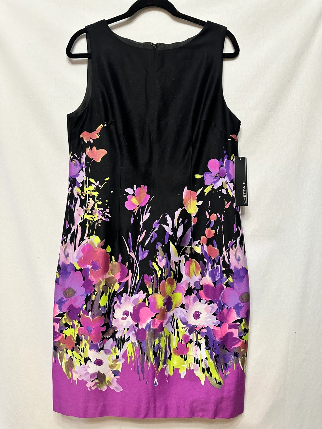 CHETTA B Floral Dress - Black/Purple Size 8