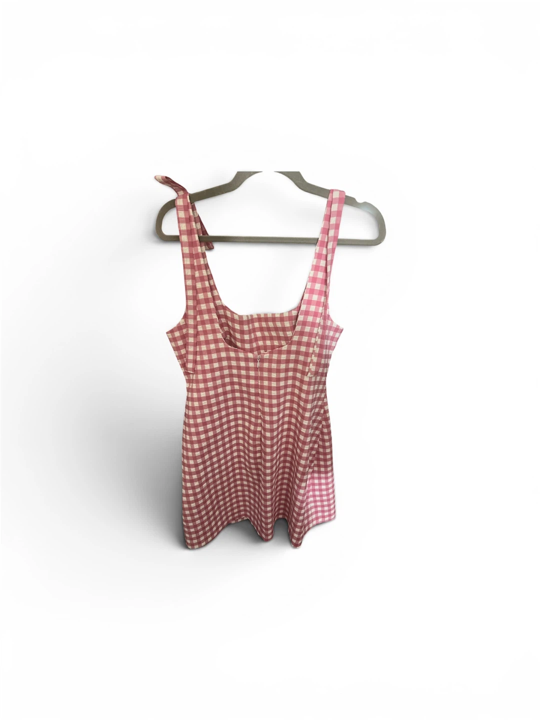 Zara Pink Gingham Mini Dress with Bowknot straps - photo 4
