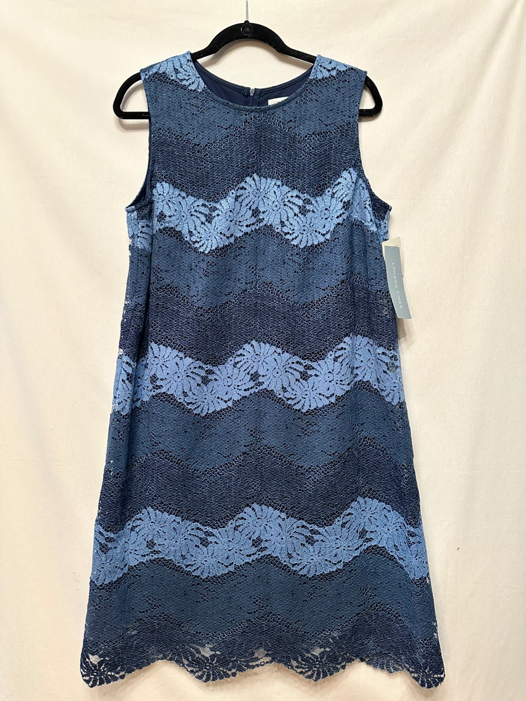 London Times Blue Lace A-Line Dress