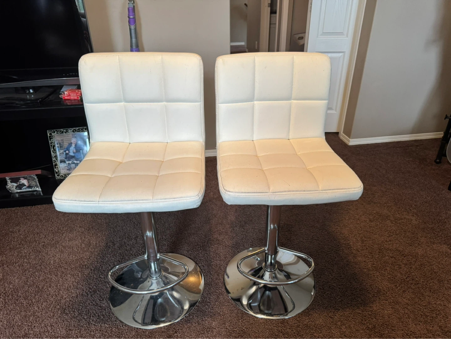 White Adjustable Bar Stools