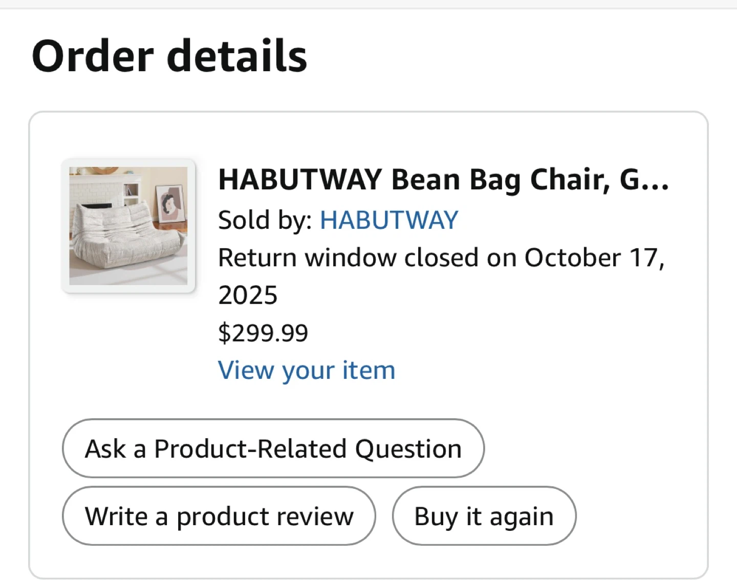 HABUTWAY Bean Bag Chair Sofa Beige - photo 2