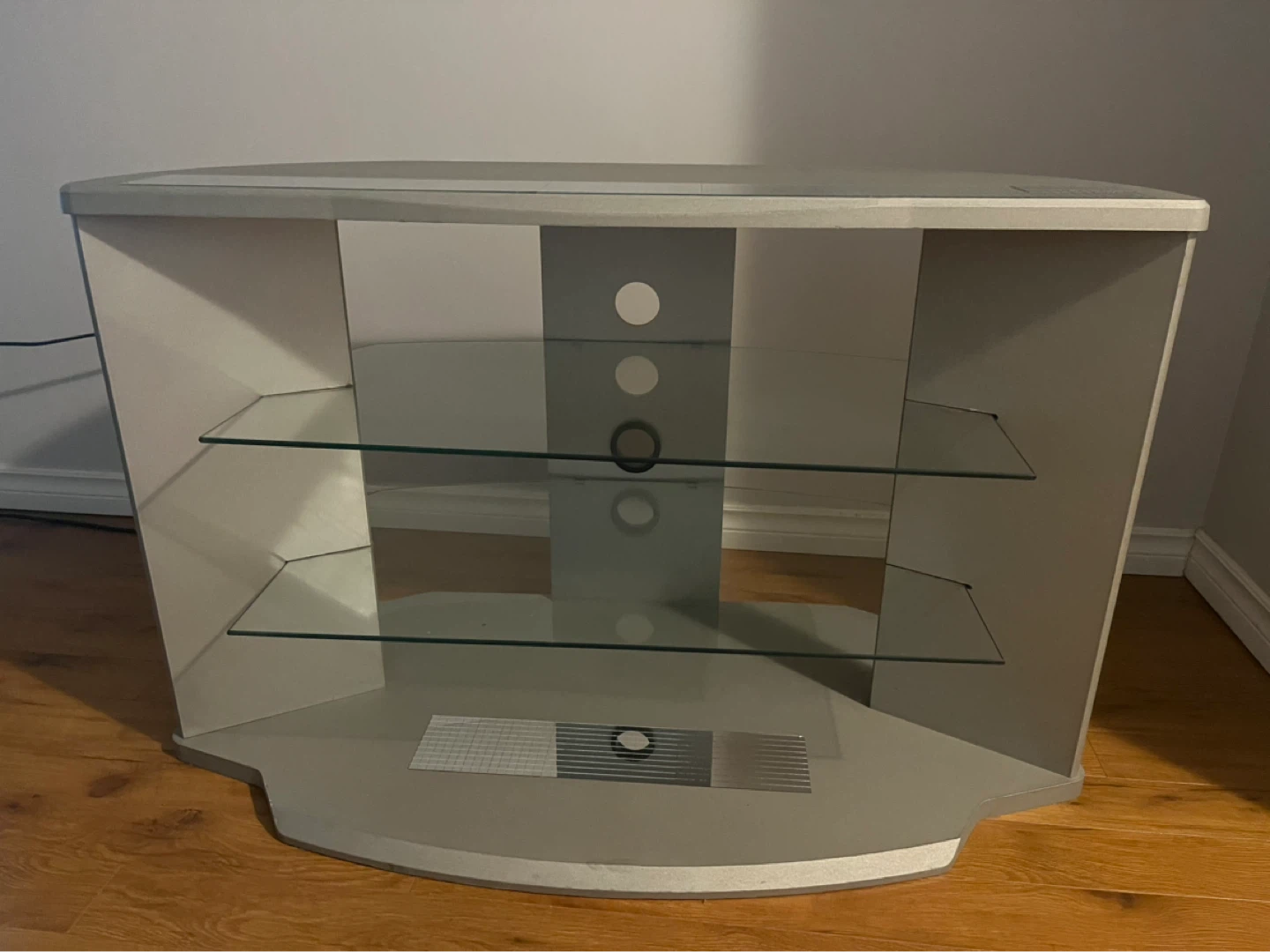 Grey TV Stand with Glass Shelves - photo 3