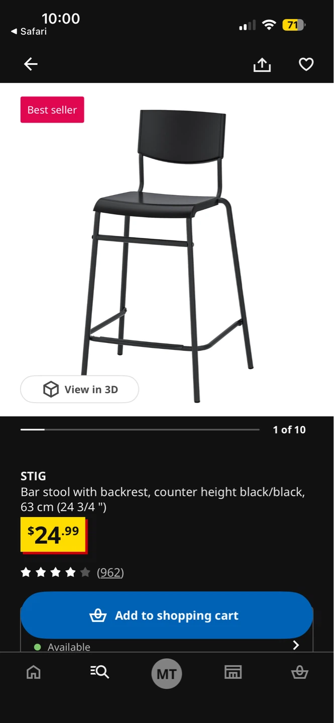 4 IKEA STIG Bar Stools with Backrest
