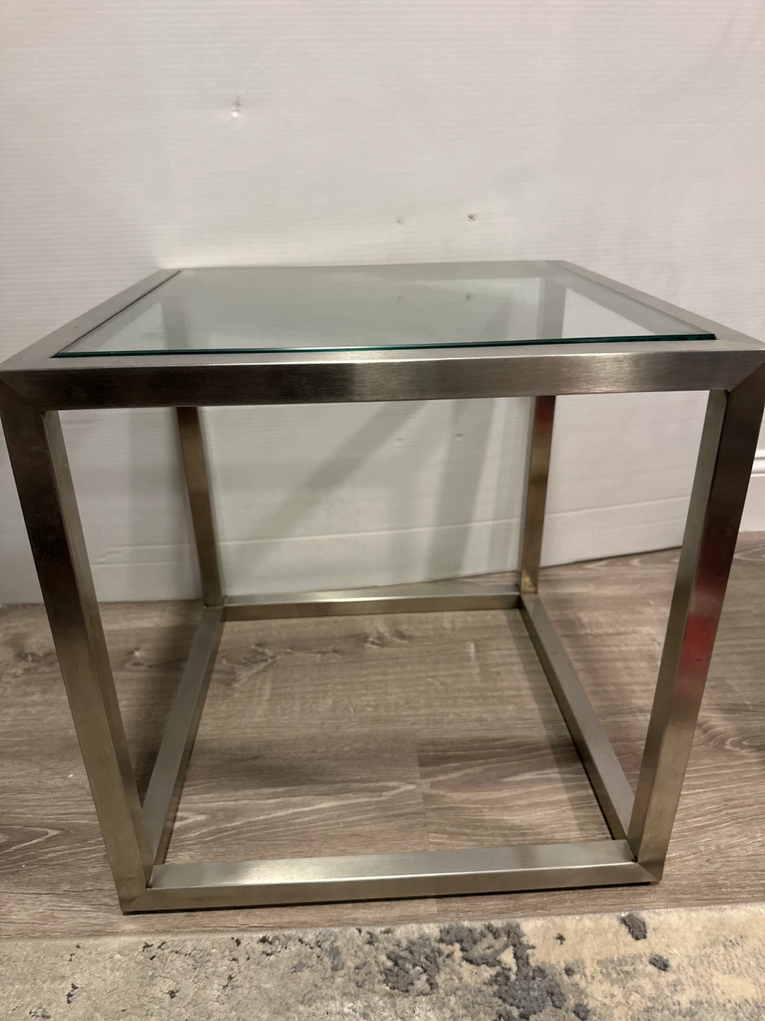 2 Glass Top Side Tables with Metal Frame
