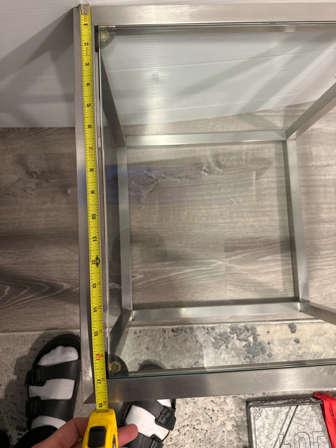 2 Glass Top Side Tables with Metal Frame - photo 3