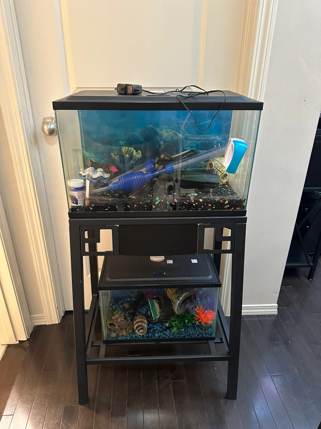 Two-Tier Aquarium Stand with Tanks