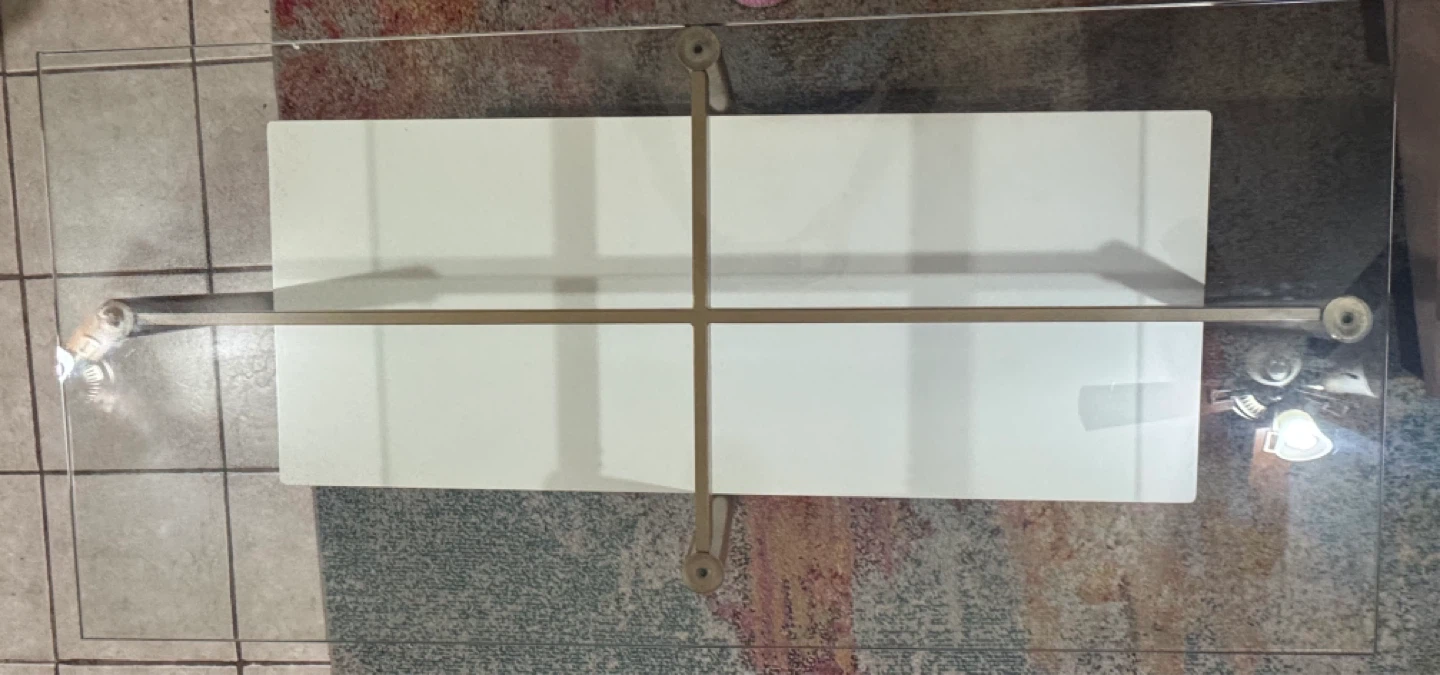 Glass Coffee Table with Wood Accents - photo 2