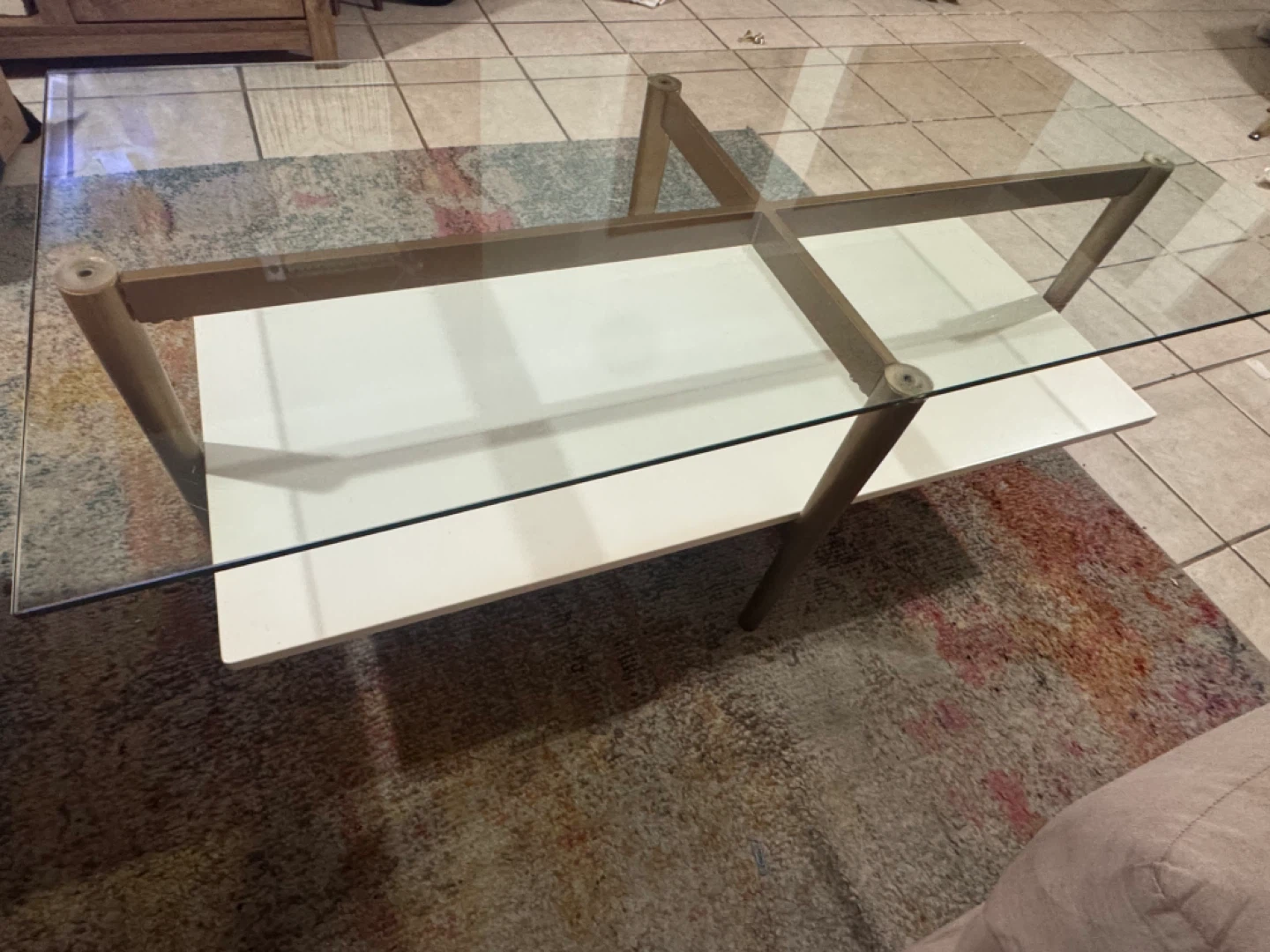 Glass Coffee Table with Wood Accents