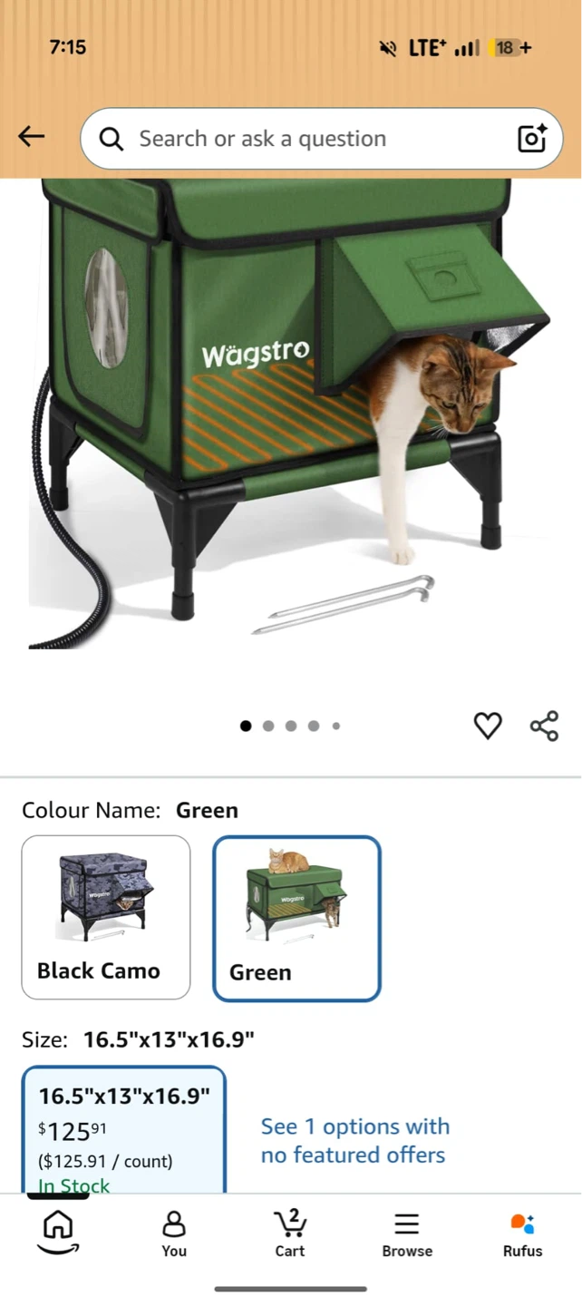 Wagstro Heated Outdoor Cat House - Green - photo 3