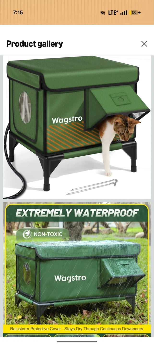 Wagstro Heated Outdoor Cat House - Green - photo 4