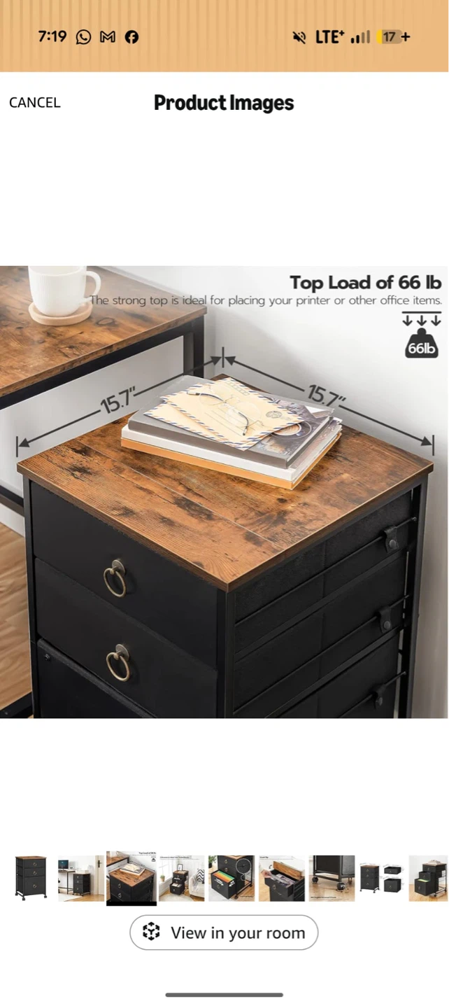 3-Drawer Rolling File Cabinet - photo 2