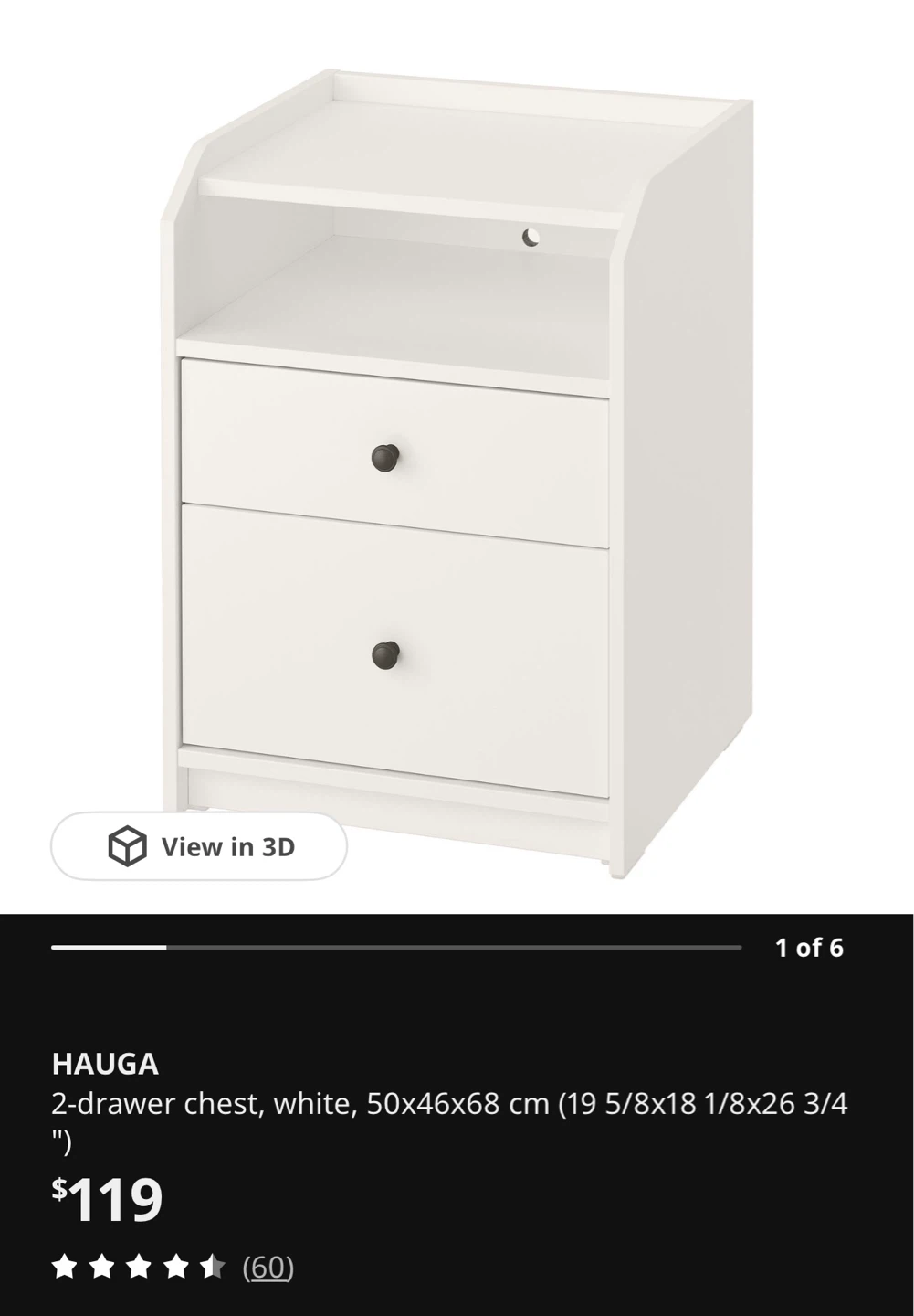Set of 2 White 2-Drawer Hauga Nightstand like new - photo 3