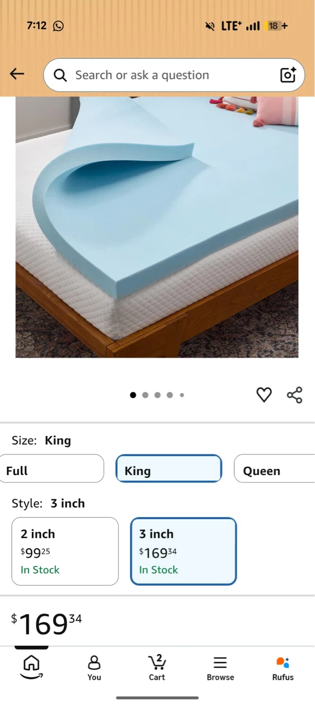 King Size 3 Inch Mattress Topper