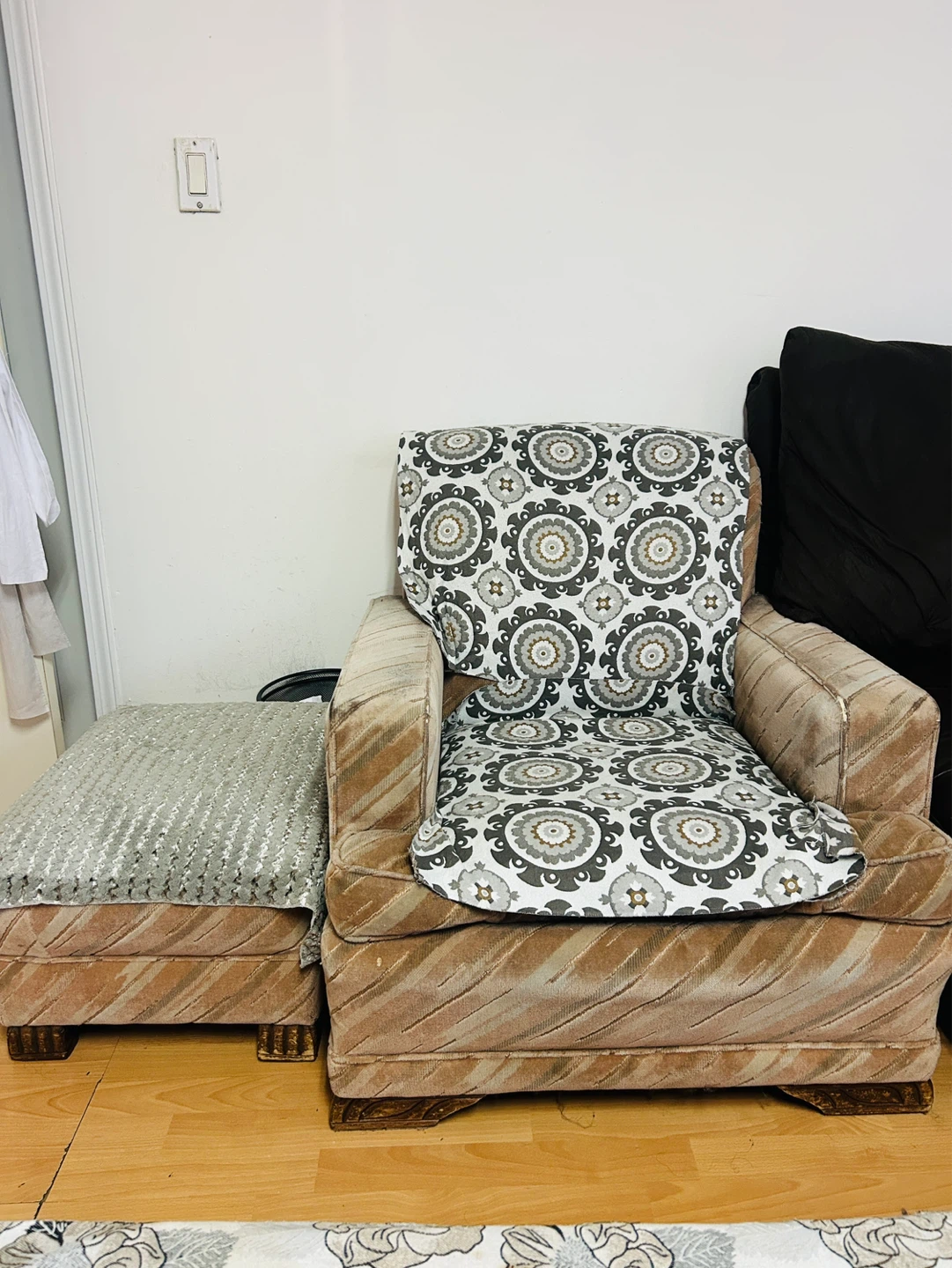 Brown Armchair with Ottoman