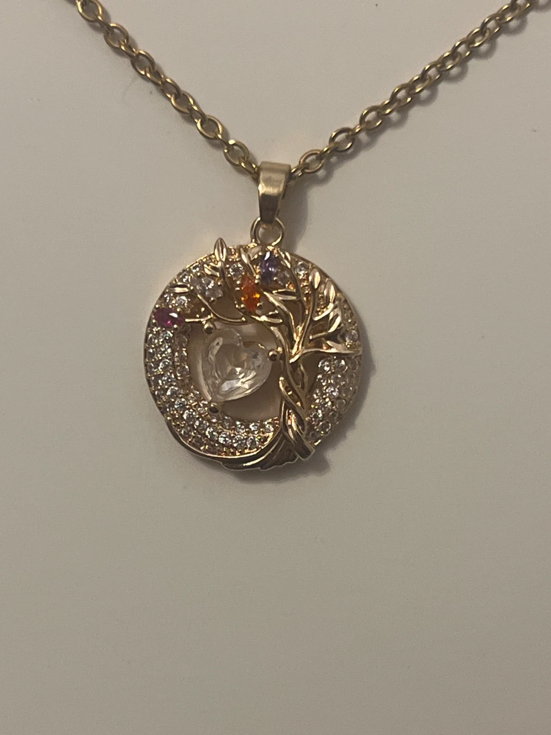 Gold Tone Tree of Life Necklace with Heart Pendant - photo 2