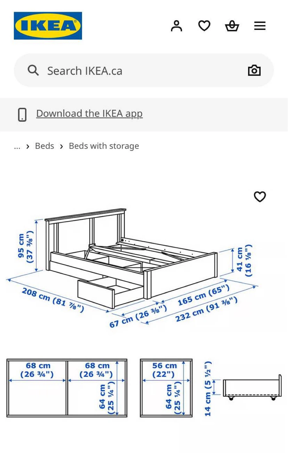 IKEA SONGESAND Bed Frame with 2 Storage Boxes - photo 2