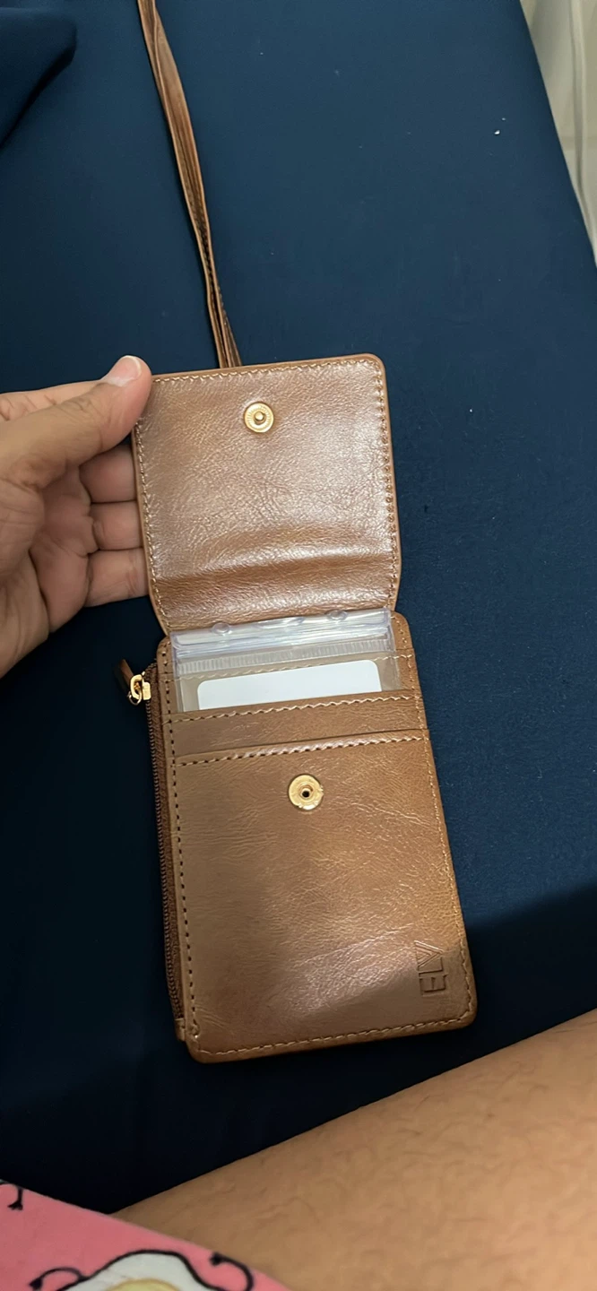 Brown Faux Leather Card Holder with Lanyard - photo 4