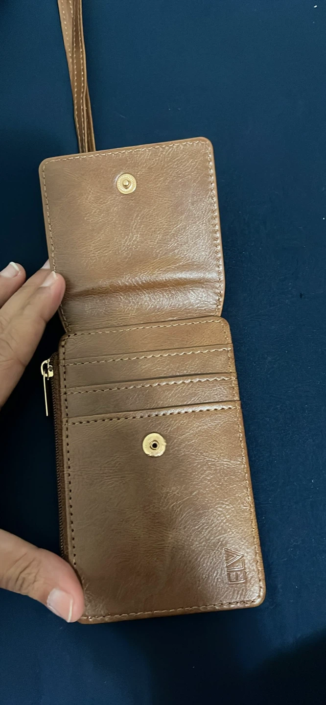 Brown Faux Leather Card Holder with Lanyard - photo 5