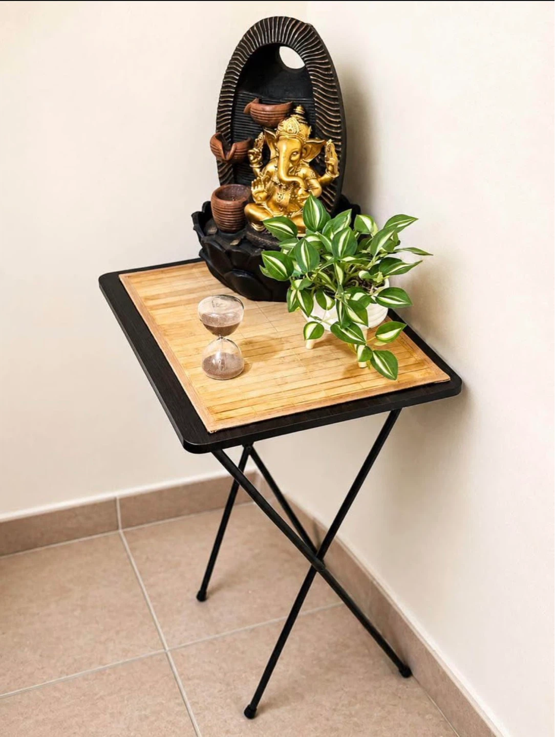 Folding Side Table / Snack Table – Dark Wood Finish