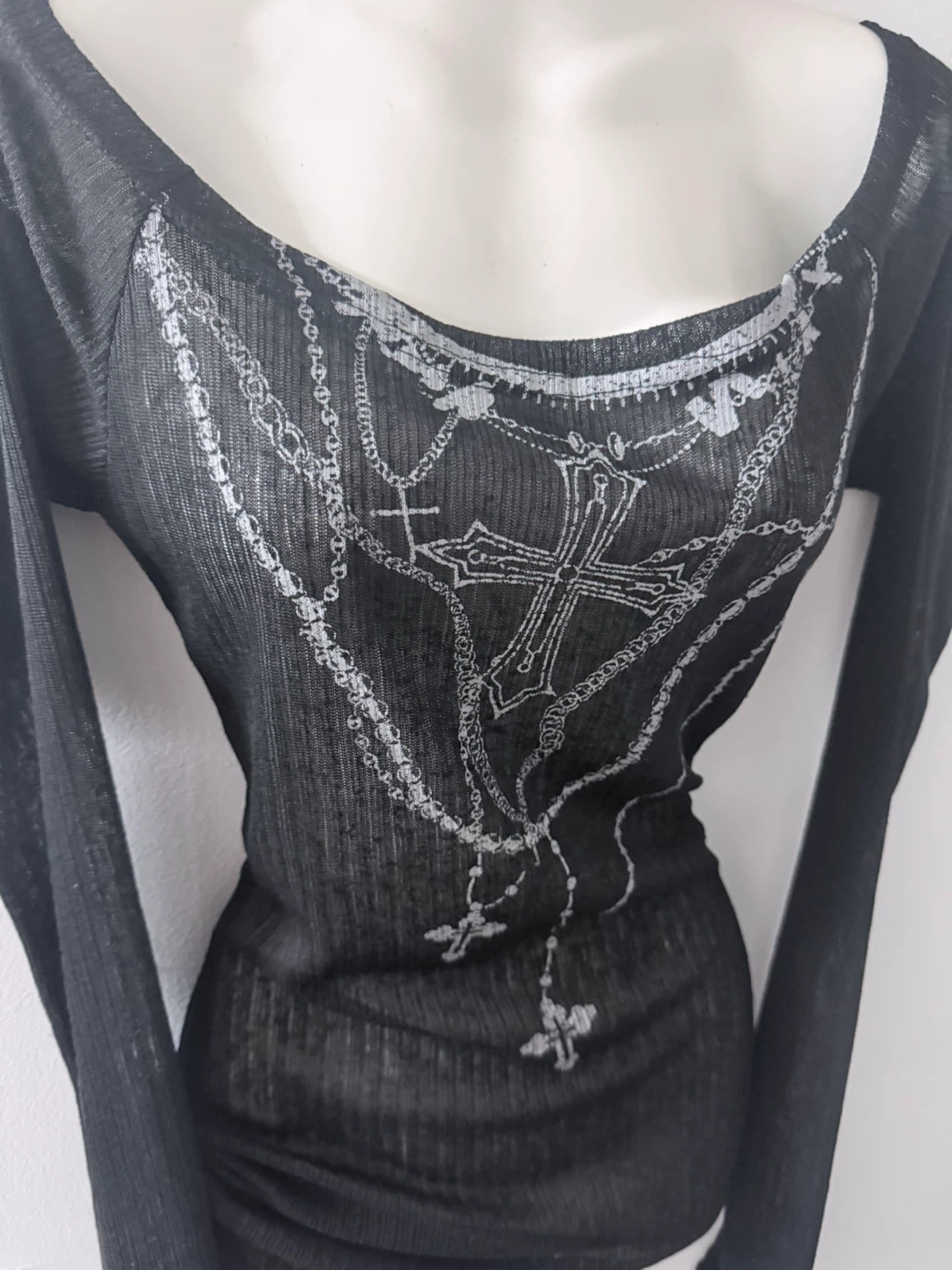 Gothic Rosary Print Ruched Top - photo 2