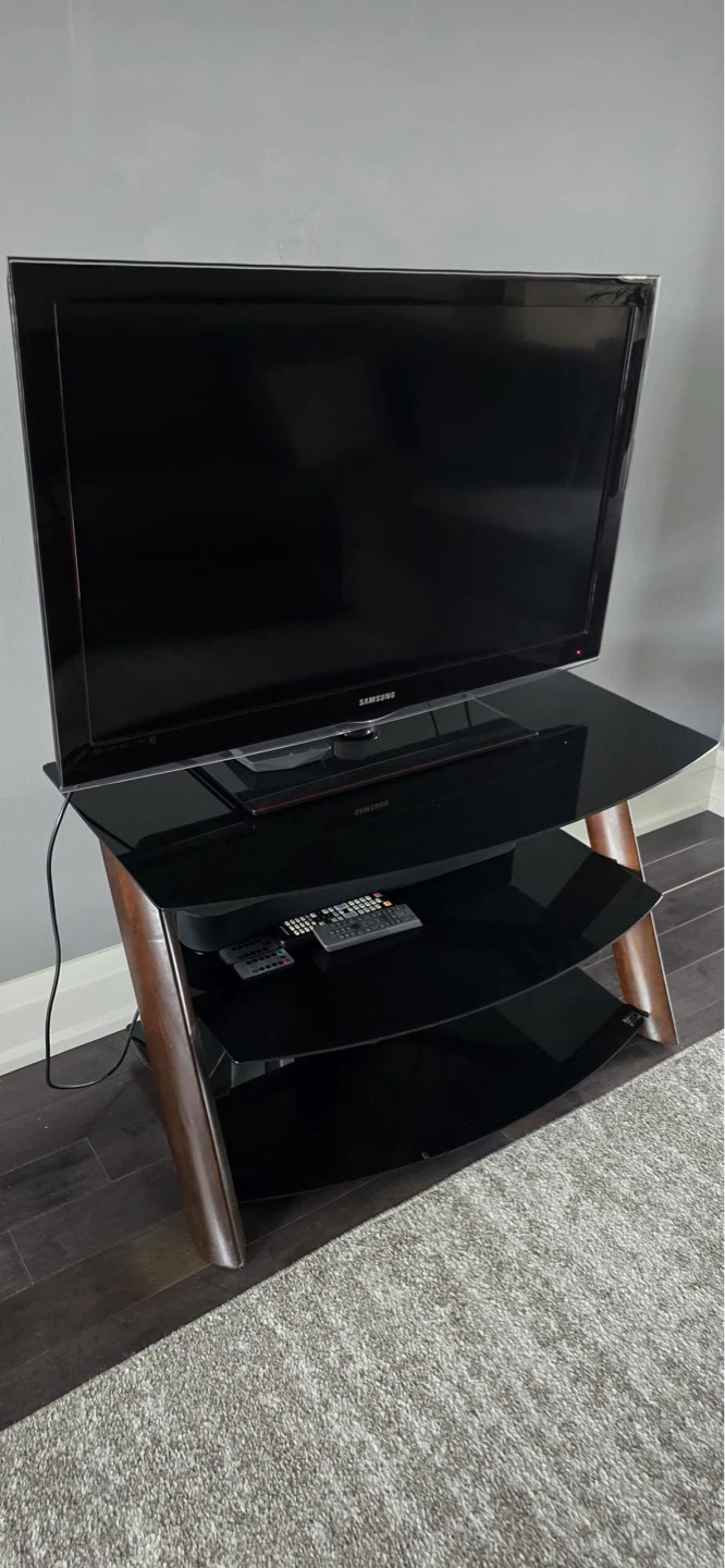 Samsung TV Stand with Glass Shelves