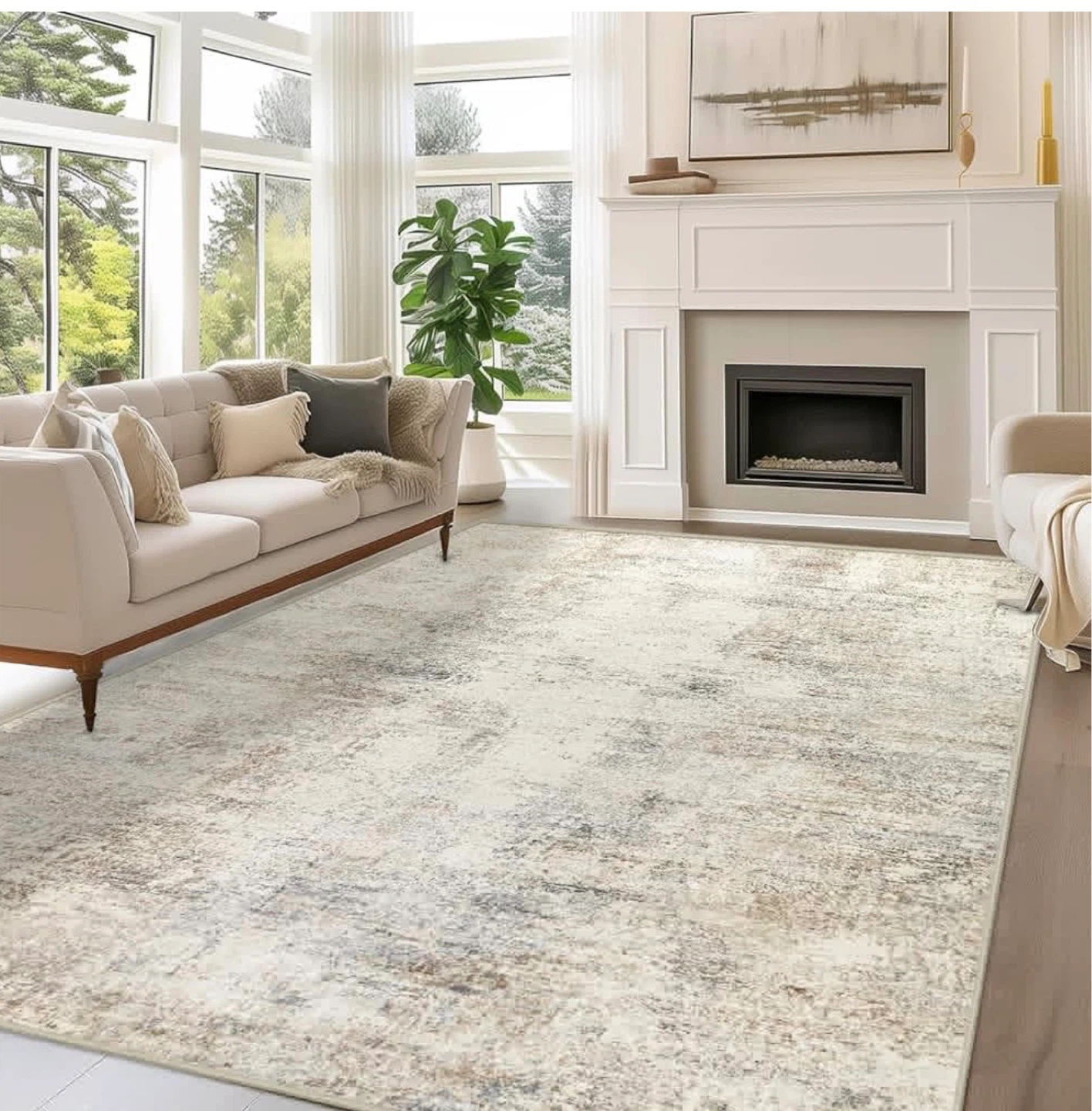 Abstract Washable Area Rug