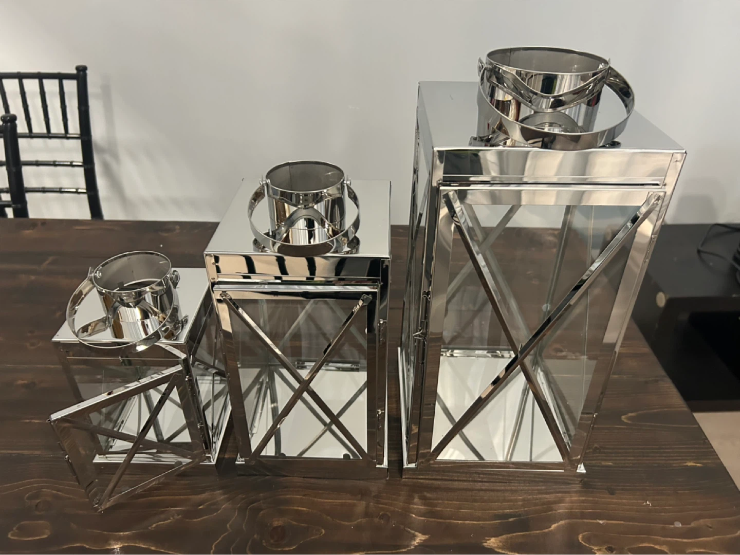 Set of 3 Chrome Lanterns