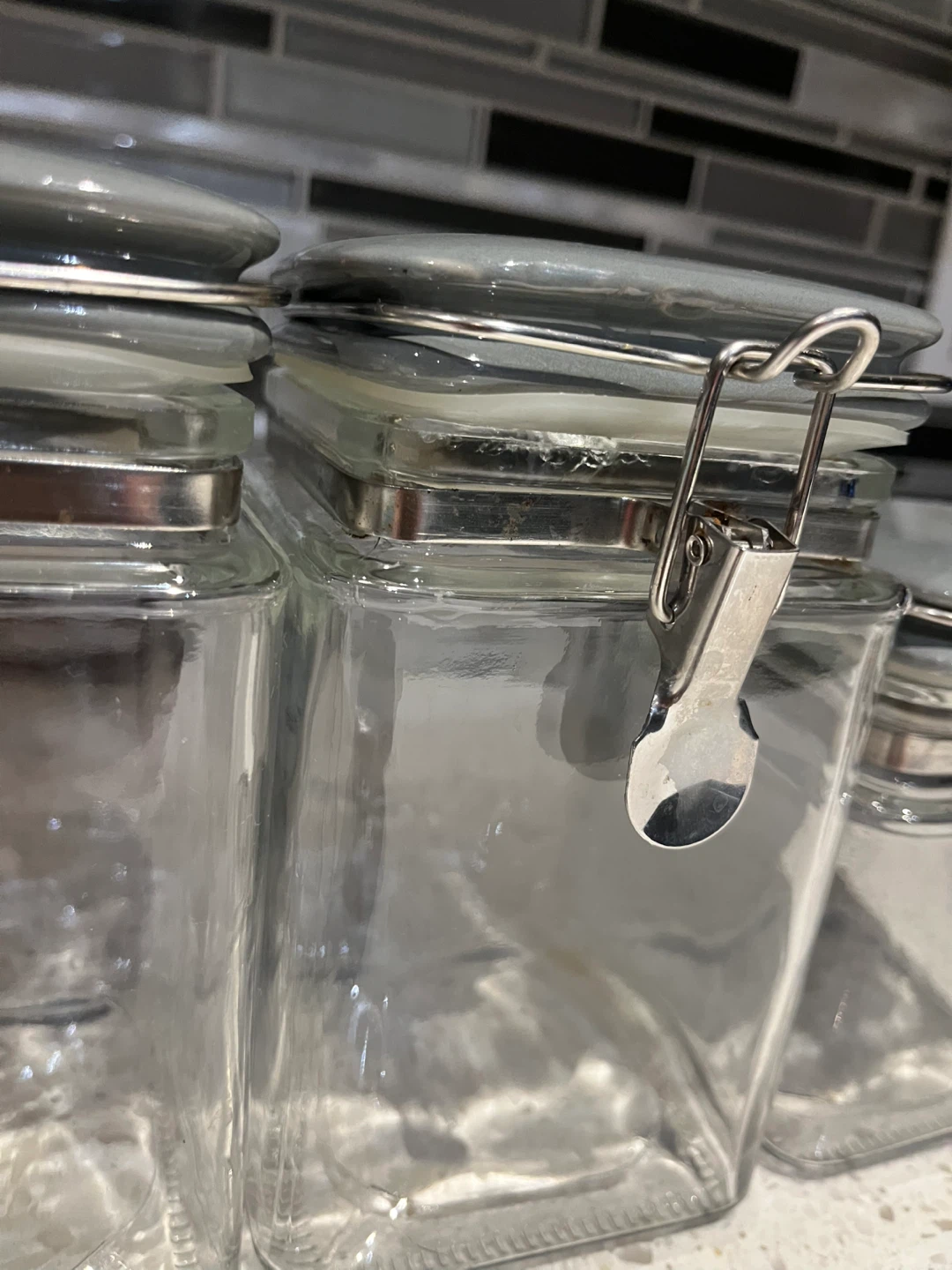 Set of 3 Glass Storage Jars with Clamp Lids - photo 4