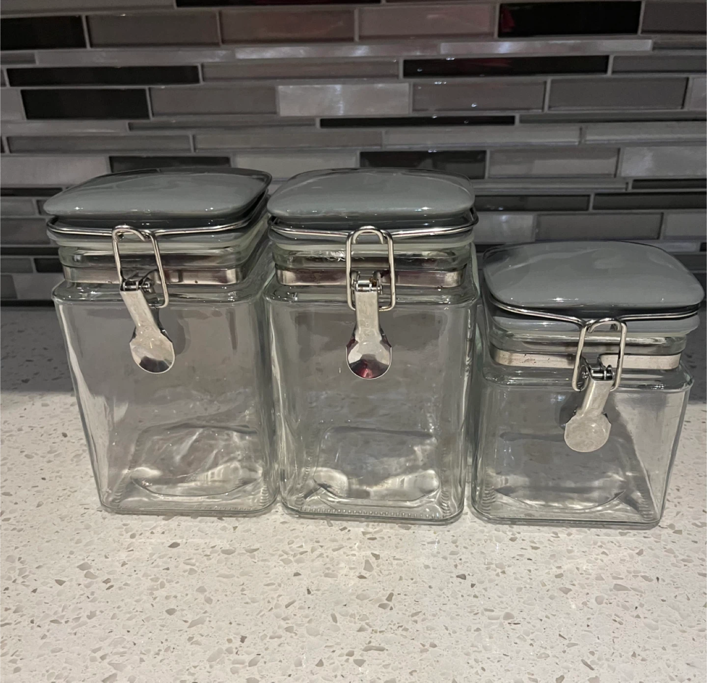 Set of 3 Glass Storage Jars with Clamp Lids