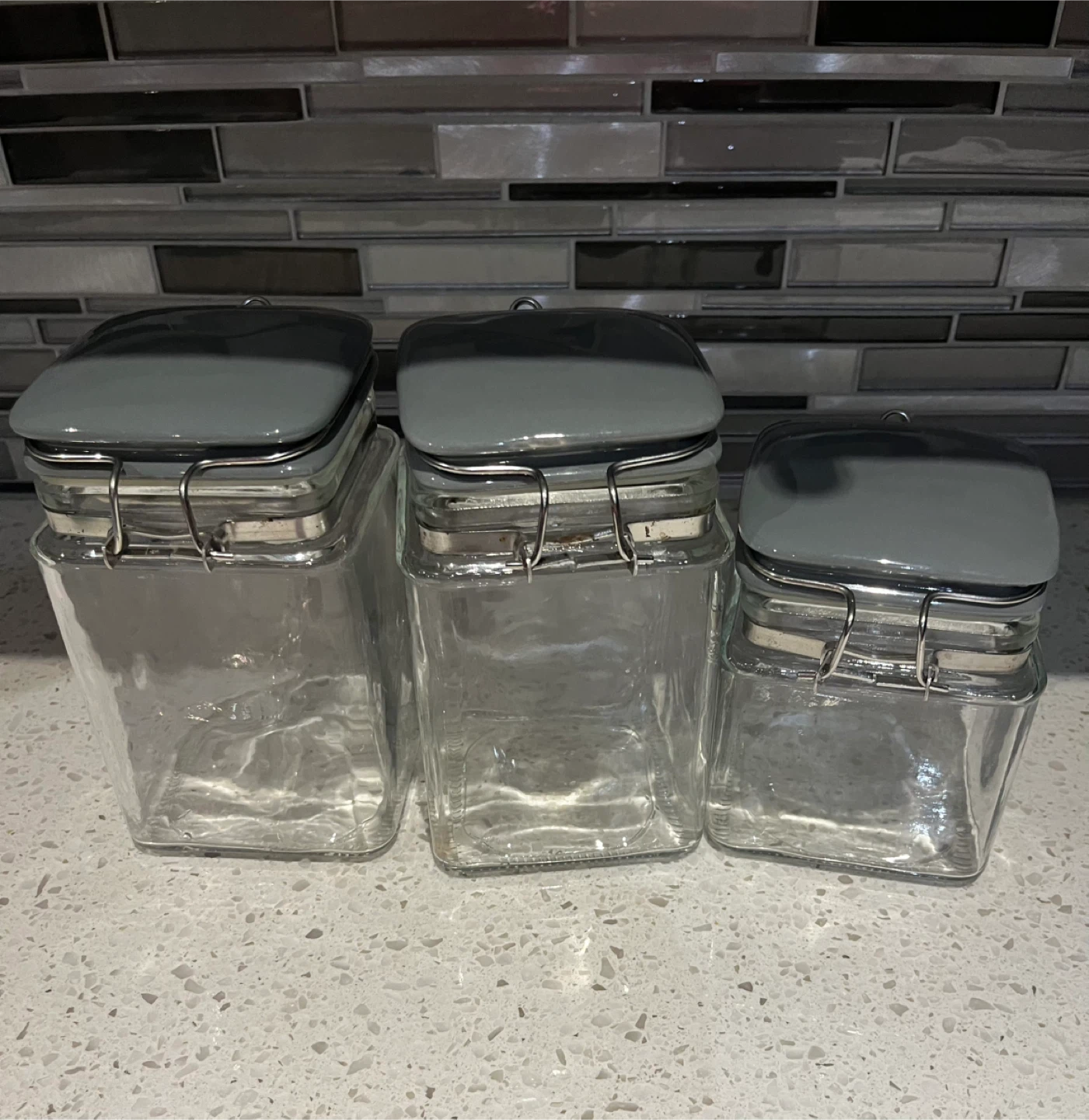 Set of 3 Glass Storage Jars with Clamp Lids - photo 5