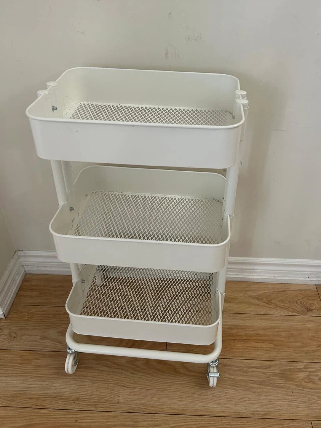 White 3-Tier Rolling Storage Cart - photo 2
