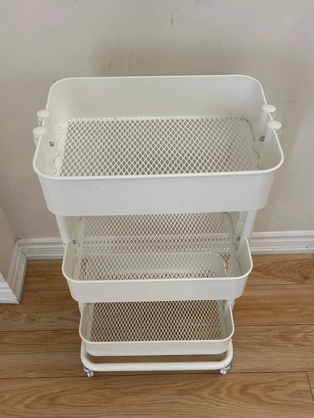White 3-Tier Rolling Storage Cart - photo 3