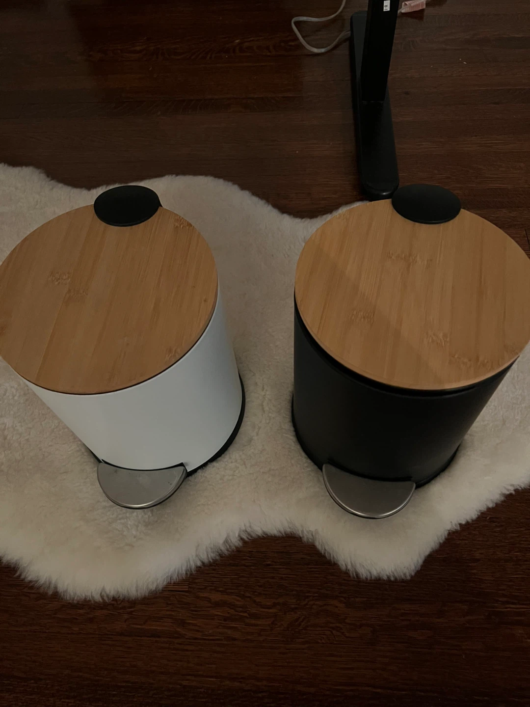 Set of 2 Small Pedal Bins with Bamboo Lids - photo 2