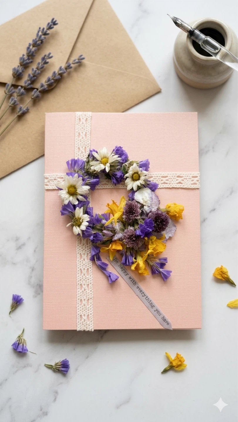 Handmade Dried Flower Birthday Card - photo 2