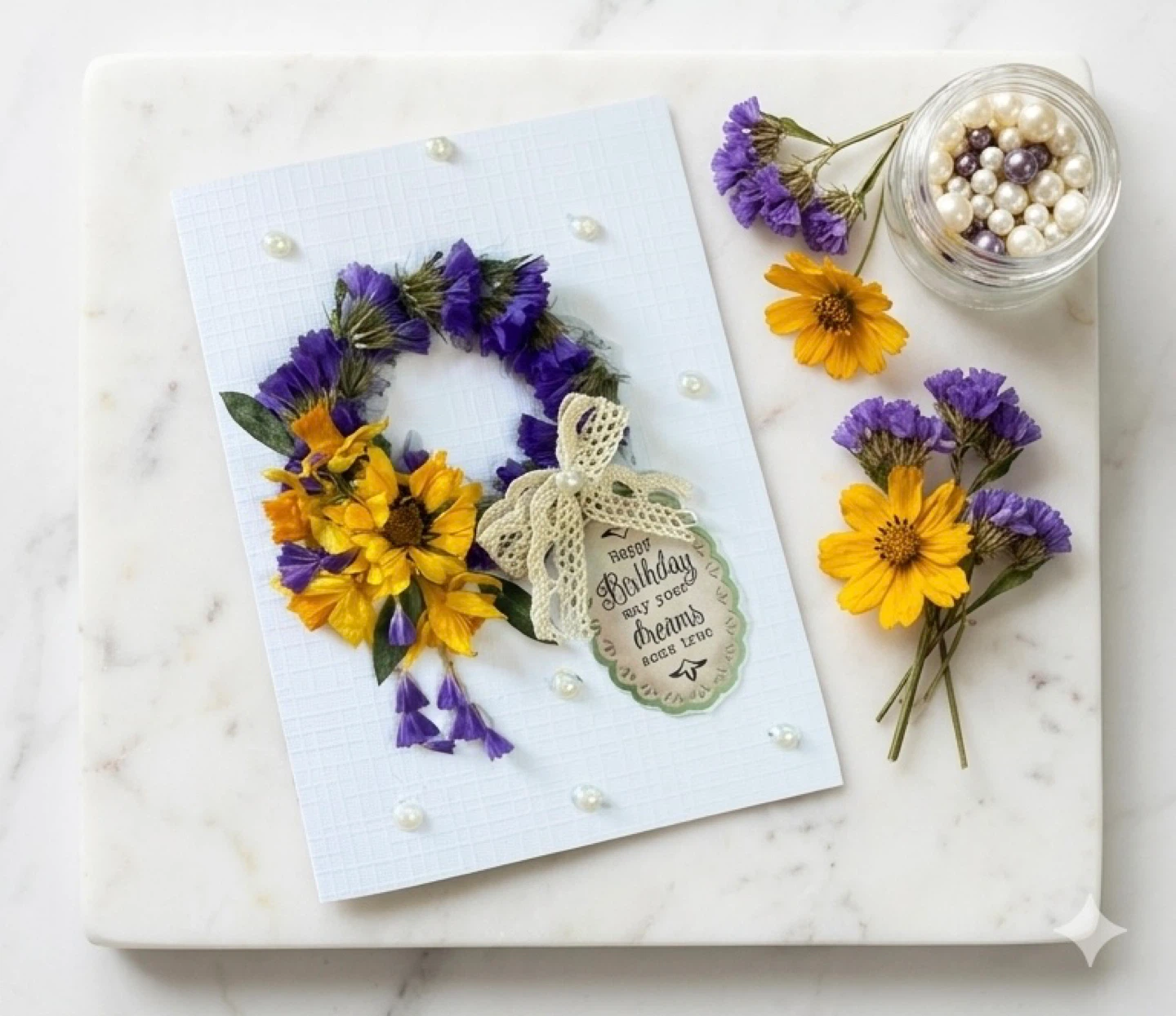Handmade Dried Flower Birthday Card - photo 5