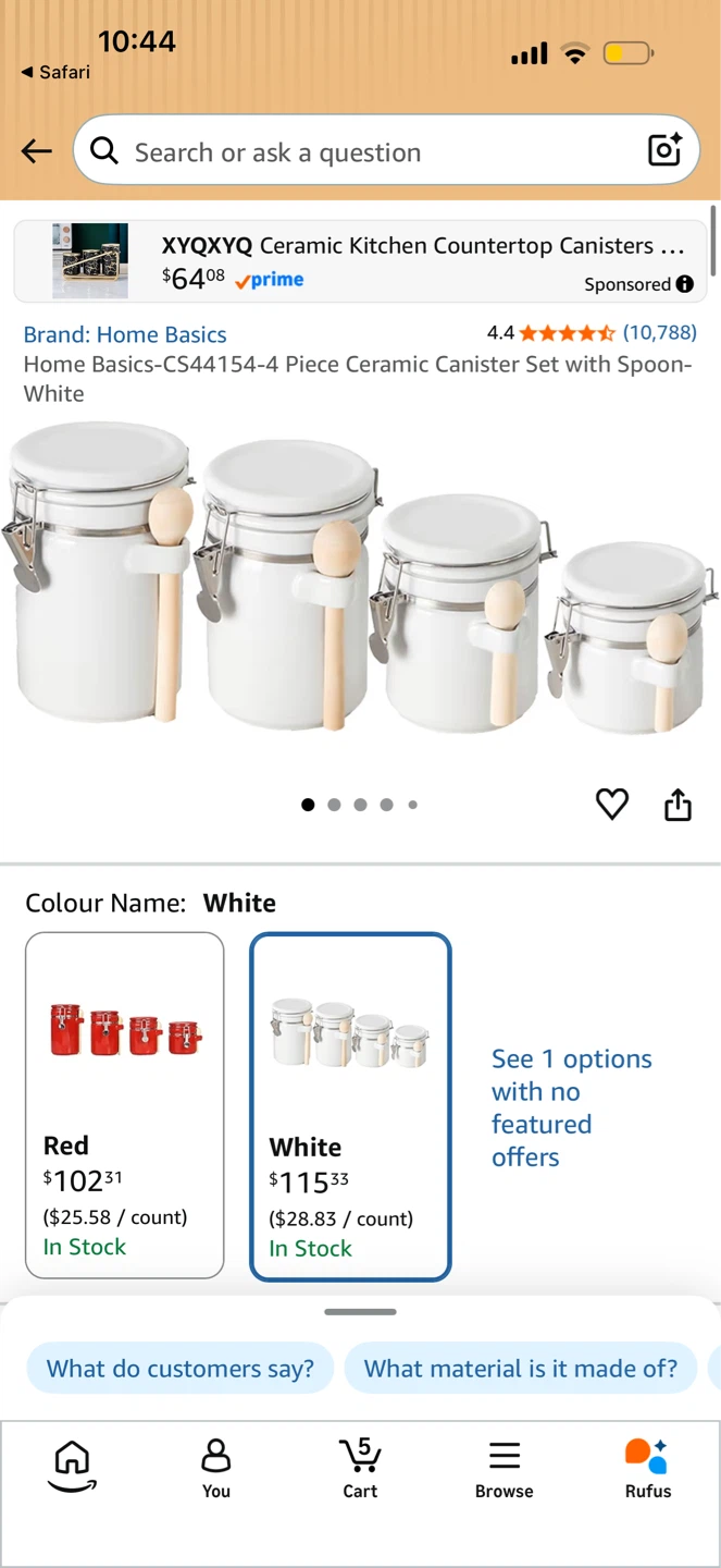 Anchor Hocking Ceramic Canister Set with Spoons - White - photo 2