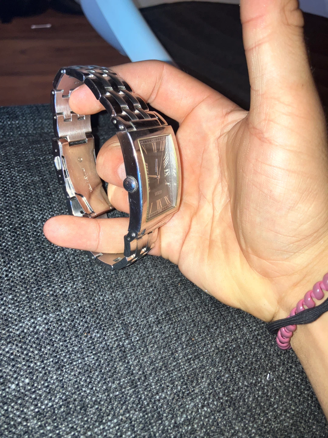 guess watch silver tone stainless steel
